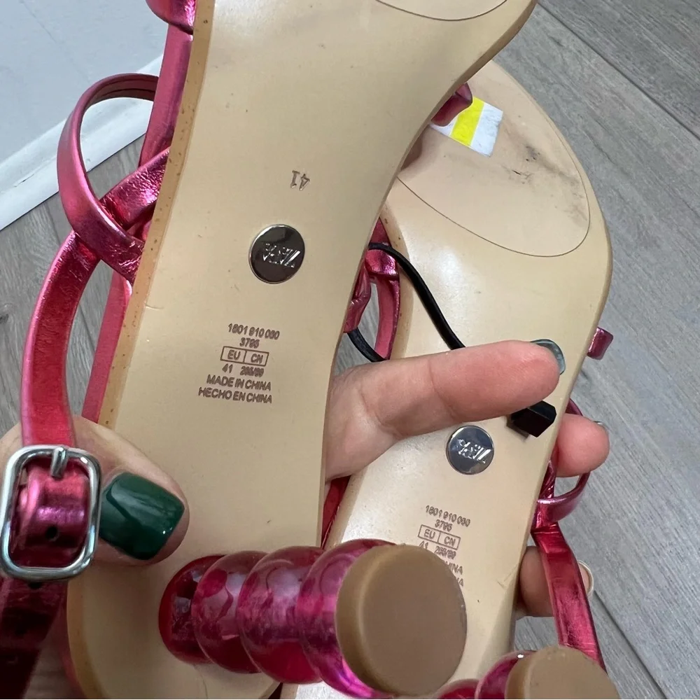 Zara Pink Sandals Stral Sz 41